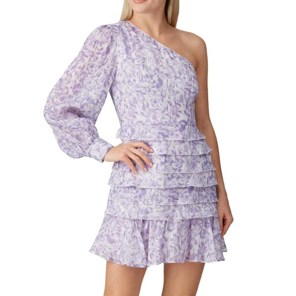 la maison talulah Dresses & Skirts - XS - LA MAISON TALULAH One Sleeve Purple Floral Mini Dress Rent Runway $364 msrp